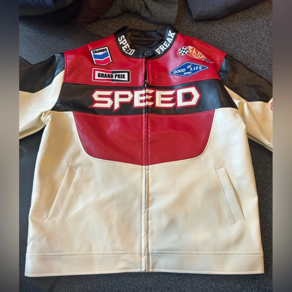 Copper Rivet Racing Leather Jacket - Picture 1 of 5